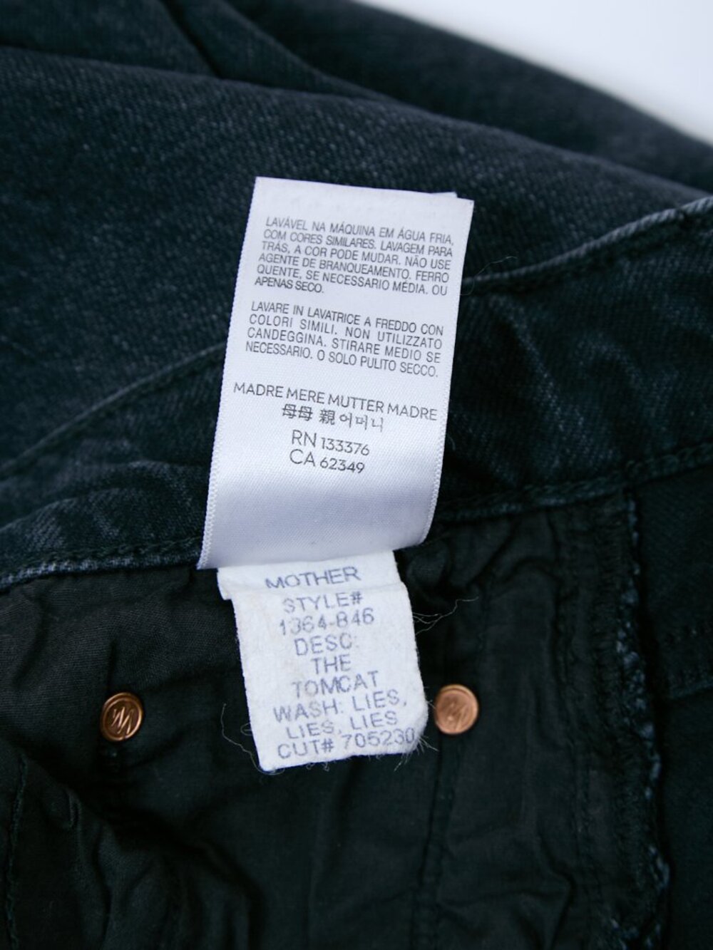 MOTHER SUPERIOR Tomcat Lies Lies Lies Black Denim High Rise Straight Leg Jeans - Picture 10 of 16